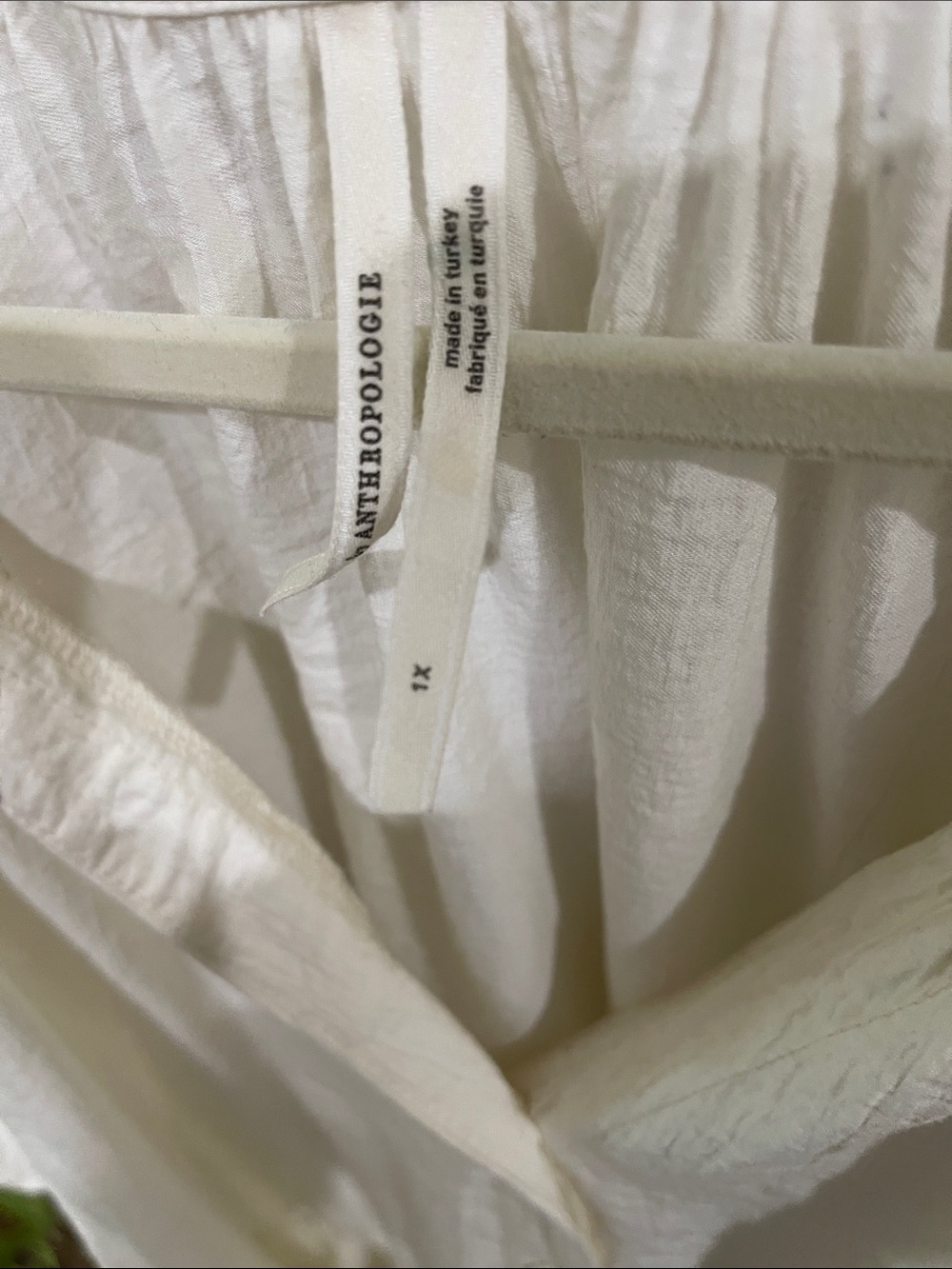 Anthropologie Cream Short Sleeve Peplum Swing Top 1X - Picture 4 of 7